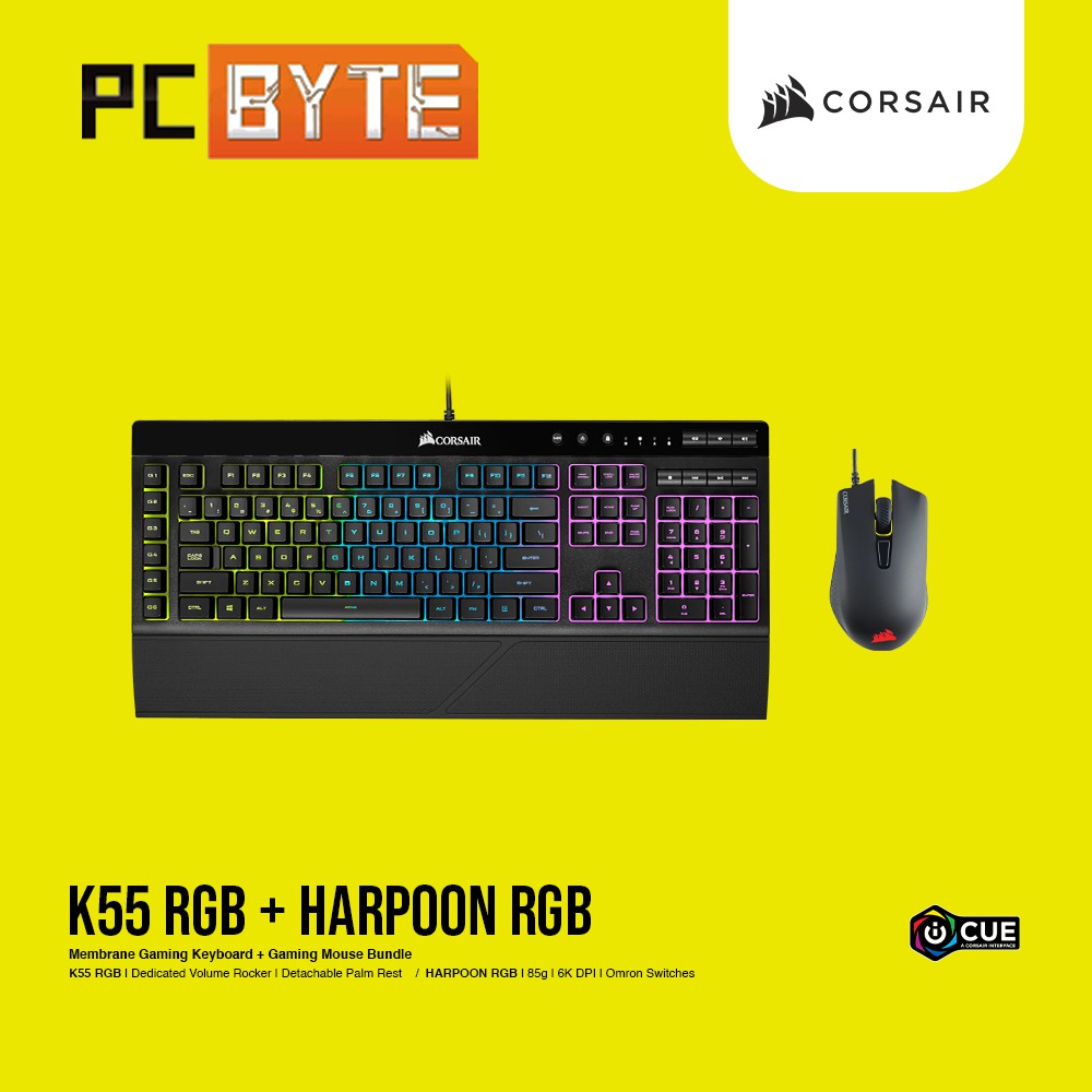 Corsair K55 + Harpoon RGB Keyboard & Mouse Combo Shopee Malaysia