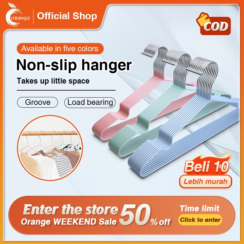 ORANGE Hangers Premium Stainless Steel Anti Slip Hanger Baju Penyangkut ...