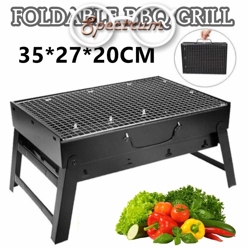 (SMALL) Portable Foldable Outdoor BBQ Grill Barbecue Rack Fuel Charcoal ...