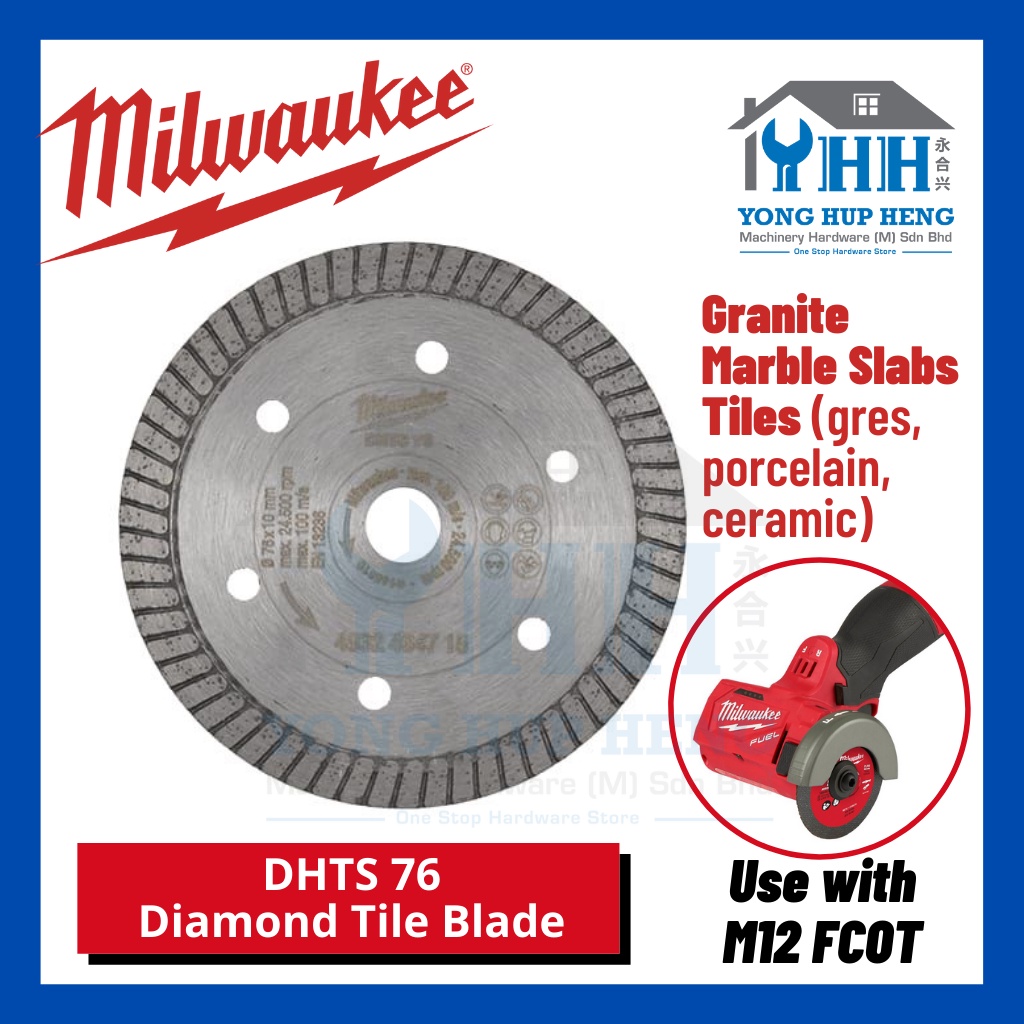 Milwaukee 3” / 76mm DIAMOND TILE CUTTING DISC DHTS76 / 4932-4647-15 ...