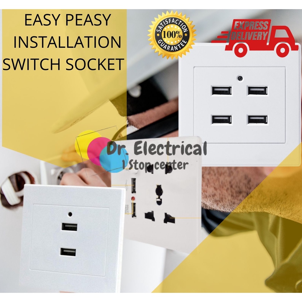 exstock malaysia 2.1A Dual USB Wall Charger Socket Adapter Universial ...