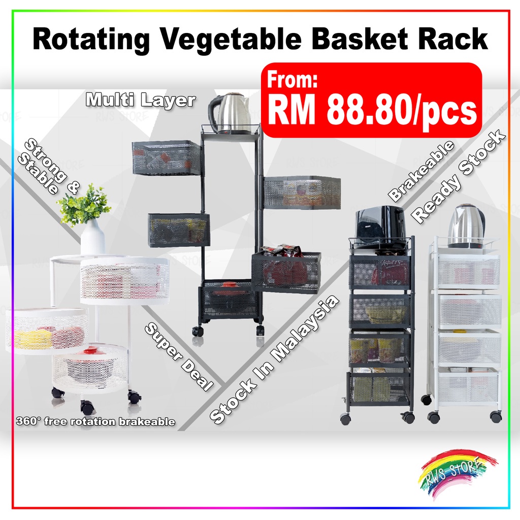 Rotating Vegetable Basket Rack / Rak Lipat Berputar 旋转篮子置物架 Rak Sayur ...