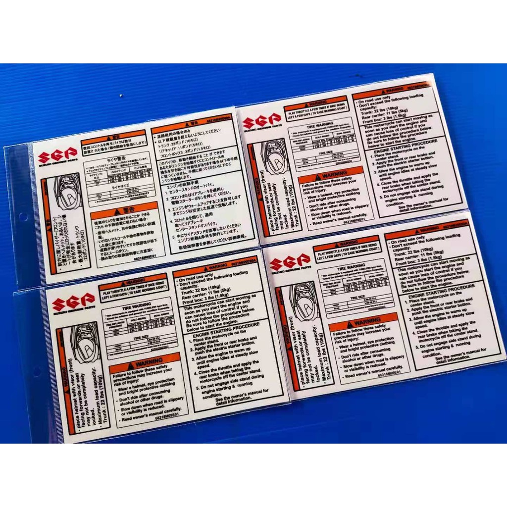 Sticker Suzuki VS125 VS150 Sticker Warning/Sticker Information ...