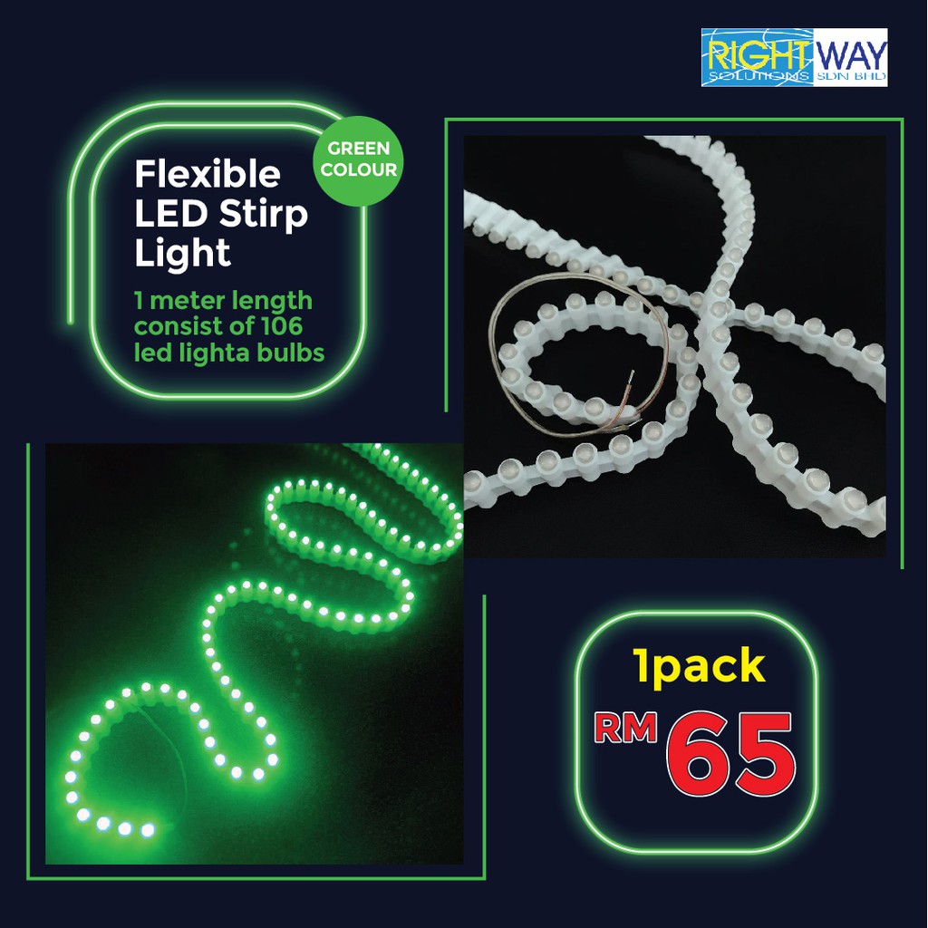 FLEXIBLE LED STIRP LIGHT GREEN COLOUR 1 METER LENGTH CONSIST OF 106