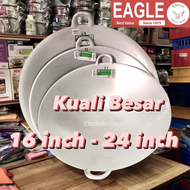 【Cap Helang】EAGLE Double Handle unpolished Aluminium Kuali Kwali Goreng ...