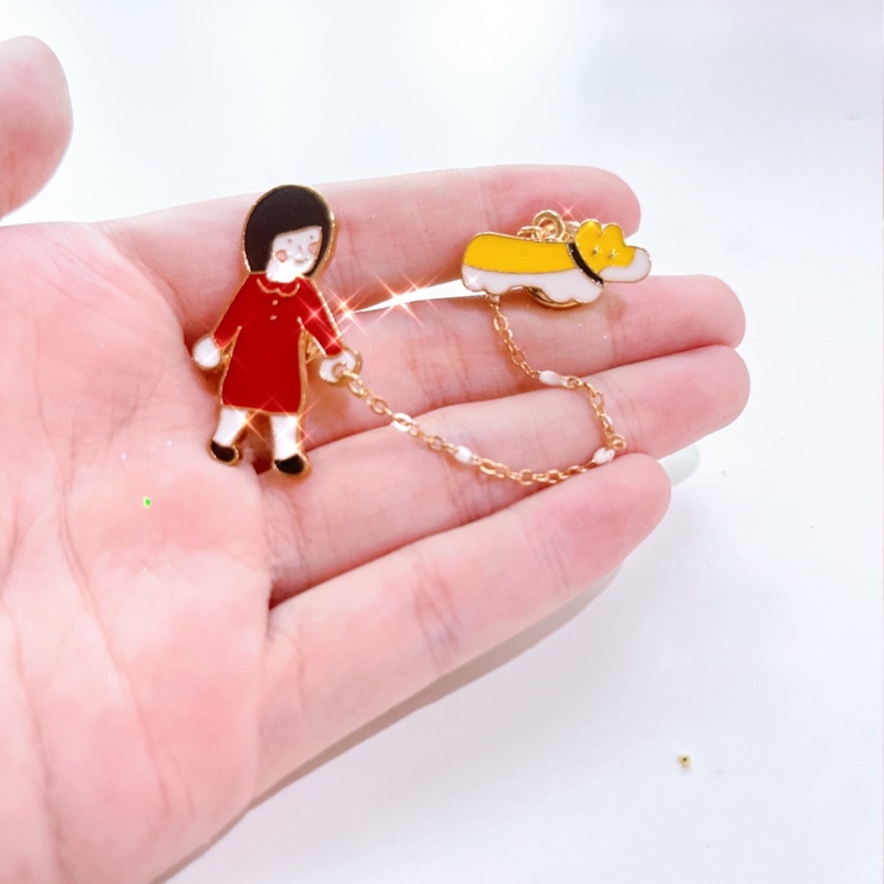 1 pcs brooch enamel resin alloy metal cute kawaii girl dog viral ins ...