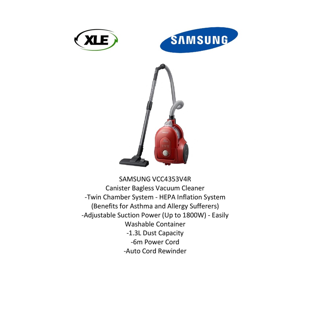 SAMSUNG 360W CANISTER BAGLESS VACUUM CLEANER VCC4353V4R Shopee Malaysia