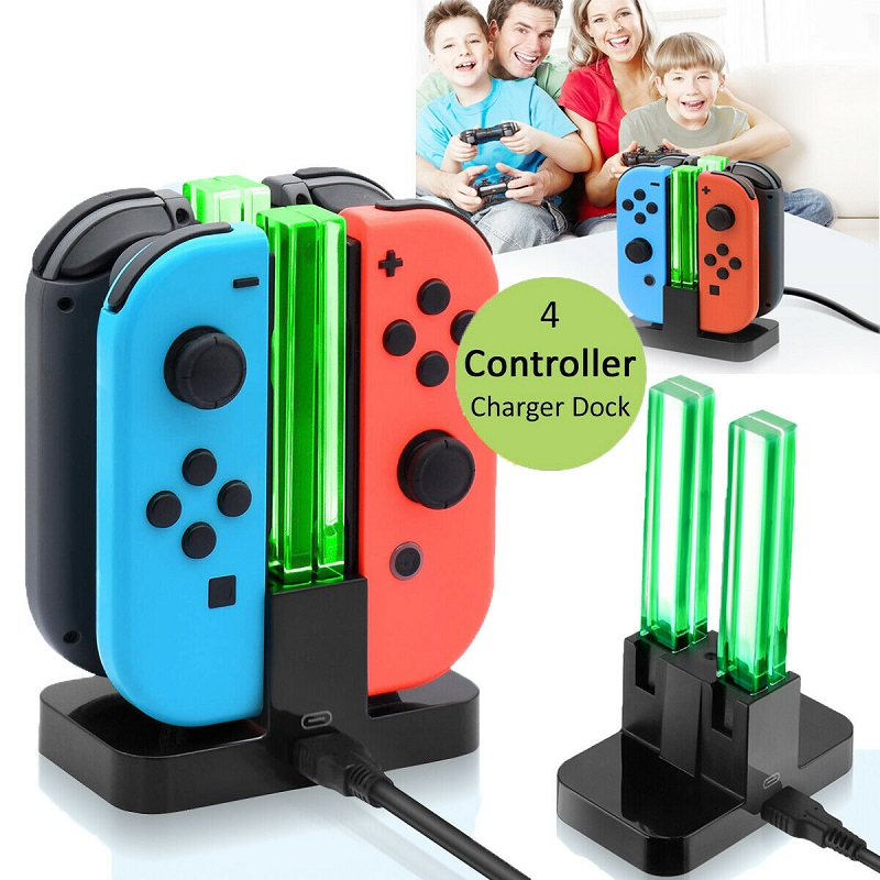 Nintend Switch 4 Controller Charger LED Indicator Charging Dock Station ...