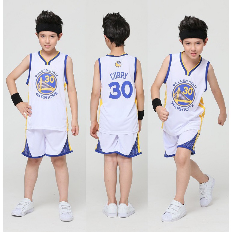 Warriors CURRY #30 Blue Kids NBA Jersey 热压