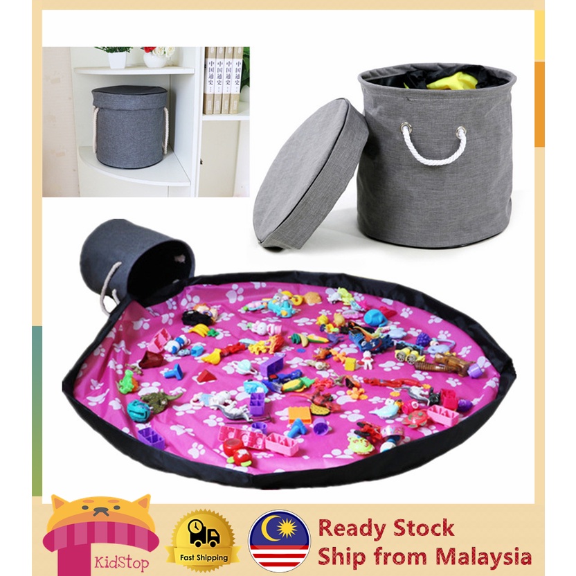 150cm Toy Clean-up Storage Bucket 2in1 Portable Storage Bag Kid Big ...