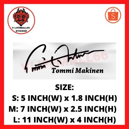 TOMMI MAKINEN SIGNATURE STICKER CAR STICKERS KERETA STICKER | Shopee ...