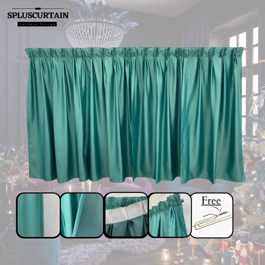 Ready Made! Shining & Silky Naco Short Curtain (1Mx1.3M) 85% Blackout ...