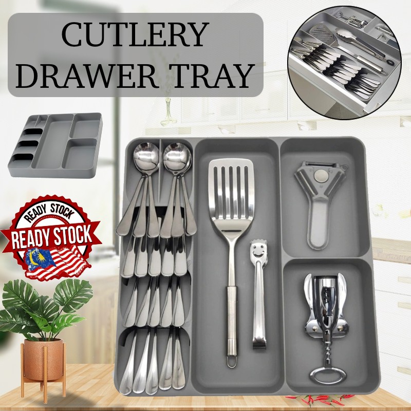 READY STOCK Drawer Cutlery Utensils Tray Storage Organiser Drawer   21a3fa62eb3f0158cf285e8620a43167