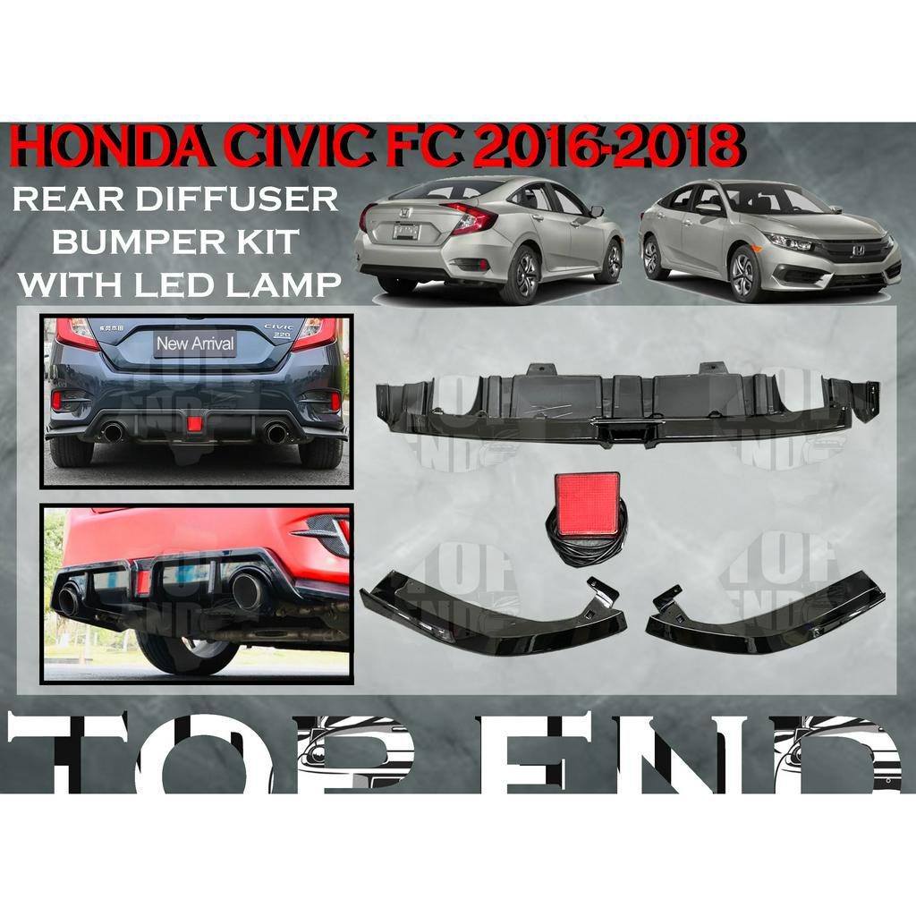 HONDA CIVIC FC FK7 2015-2021 REAR BUMPER LIP V-LIP REAR DIFFUSER WITH ...