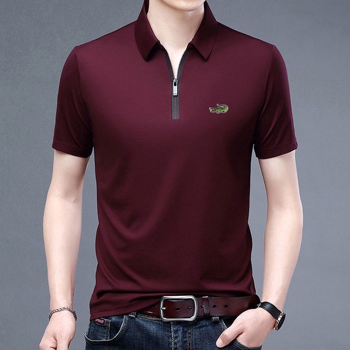 Men Shirt Crocodile Mercerized Cottonembroidered Lapel Polo Shirt baju ...