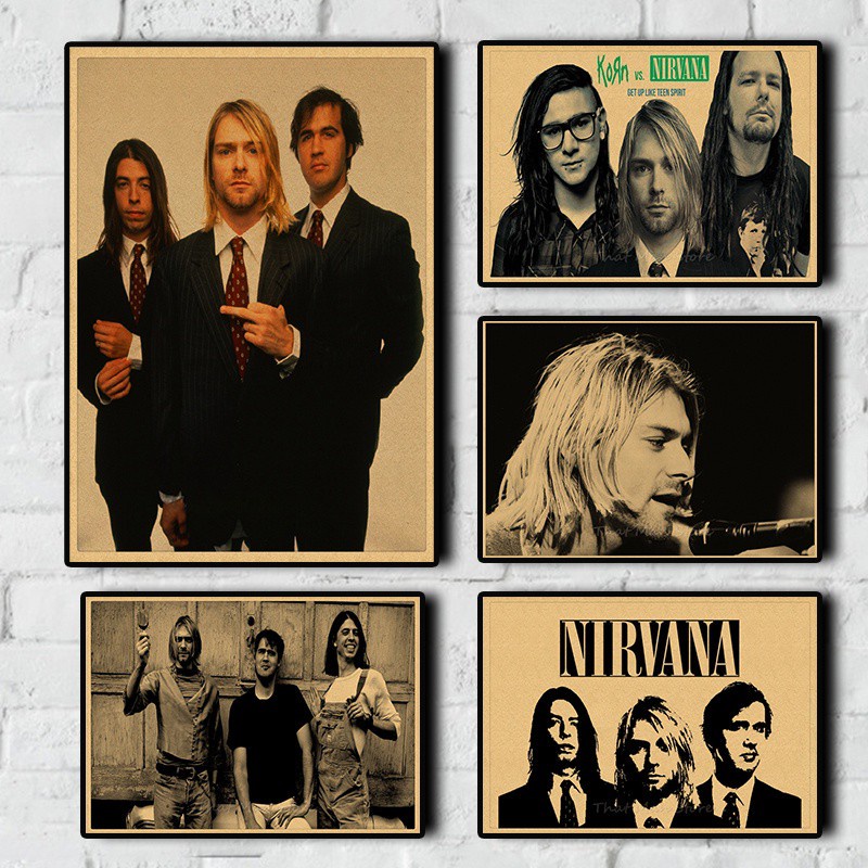 Vintage Poster Nirvana Kurt Cobain Dormitory Kraft Paper Rock Orchestra ...