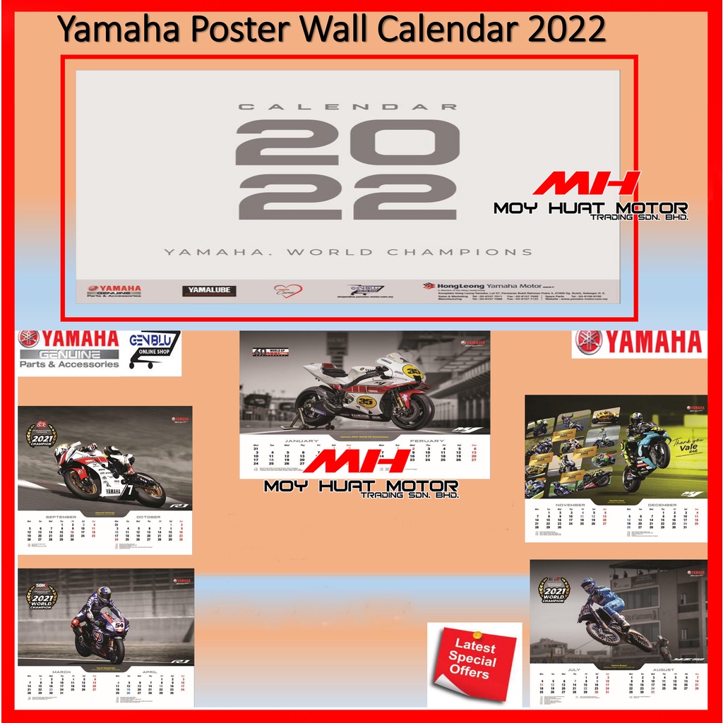 100% ORIGINAL YAMAHA 2022 CALENDER / WALL CALENDER BIG SIZE / CALENDER ...