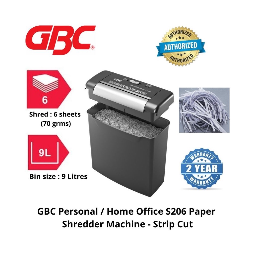Mesin Pemotong Kertas GBC Personal S206 Paper Shredder (Strip Cut) Shopee Malaysia