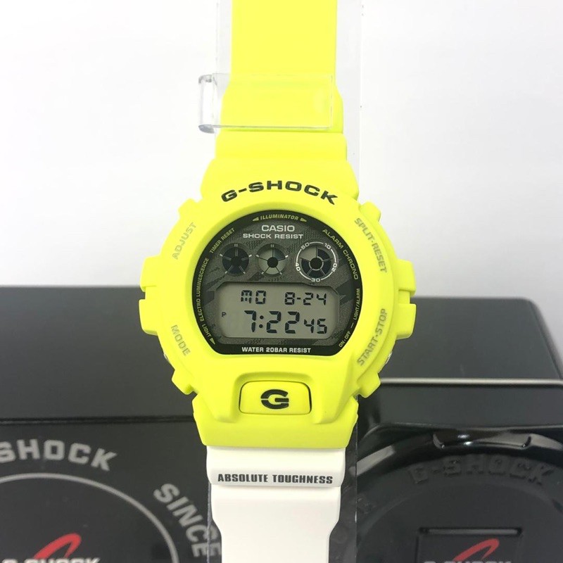 Casio G-Shock Yellow With White Accent Coloring “Absolute Toughness”  DW-6900TGA-9