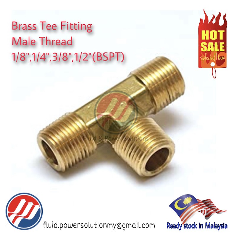 Brass Fitting Male Tee 1/8" 1/2", Brass Fitting for Air Compressor