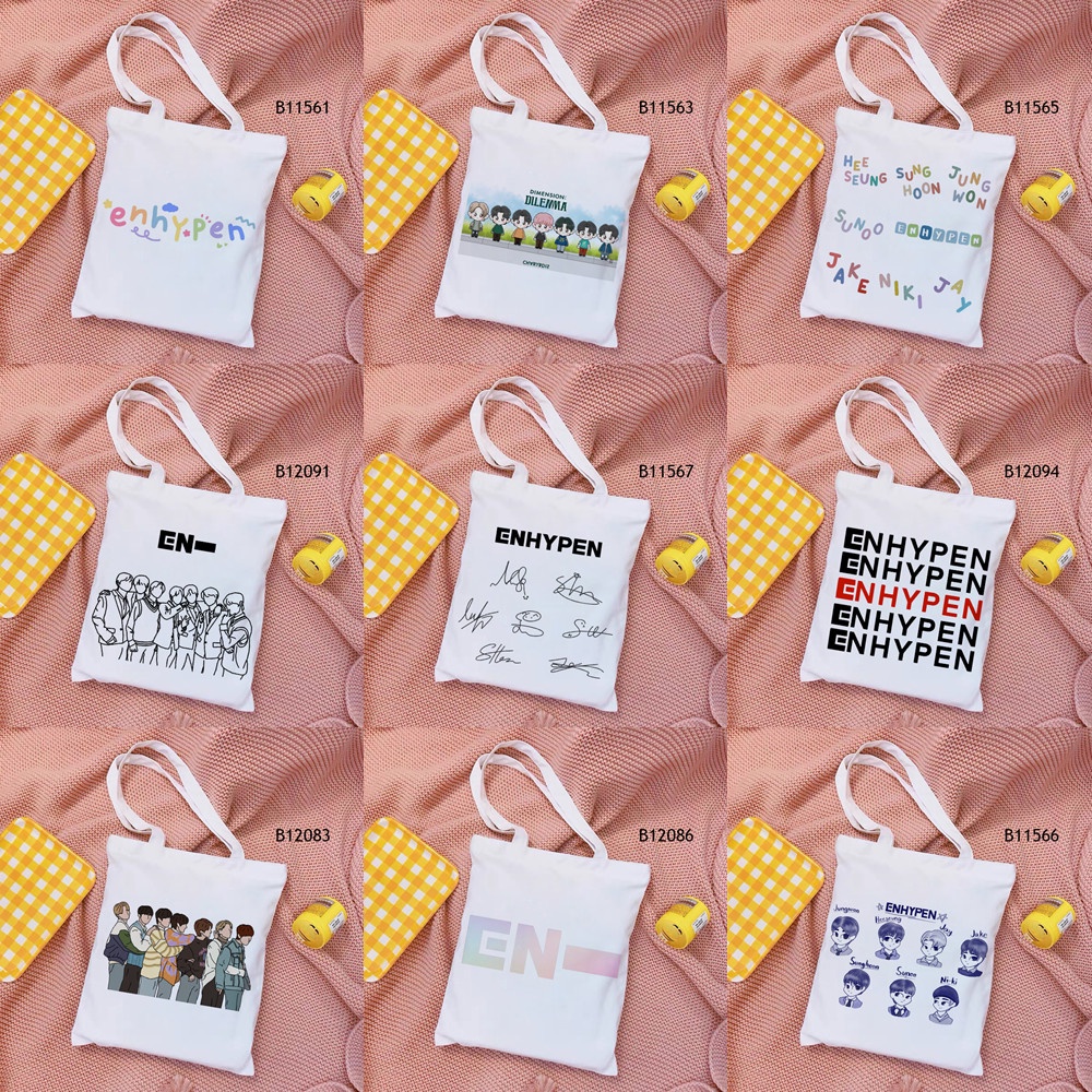 ENHYPEN Storage Bags Kpop Student Tote Bag Fashion Canvas Tote Bags