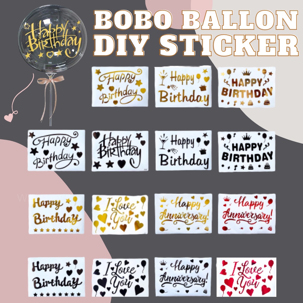 10&18 INCI Pelekat Belon Bobo / Sticker Bobo Ballon Foil Ballon Happy ...