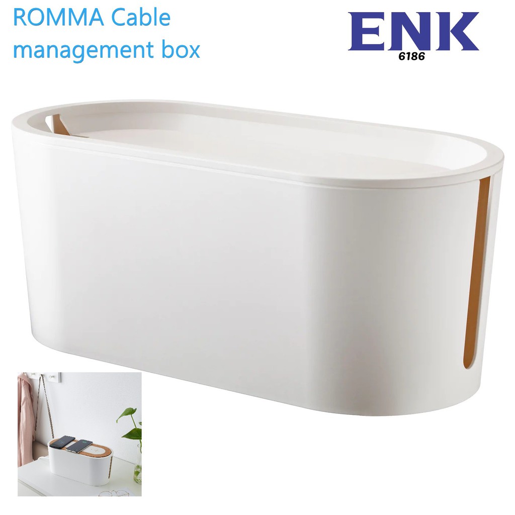 IKEA ROMMA Cable management box with lid, white (ready stock) | Shopee ...
