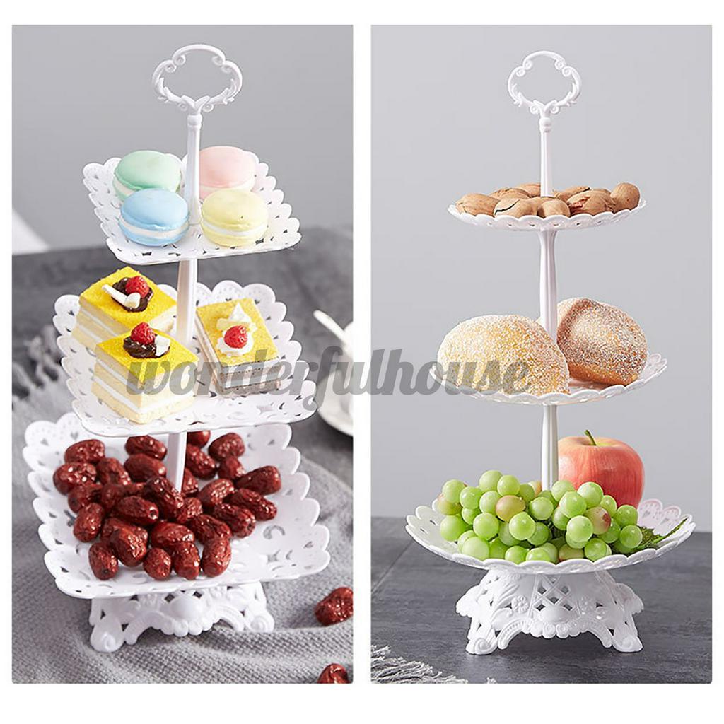 Display Tower Cake Cupcake Stand Embossed Tray Wedding Party Decoration