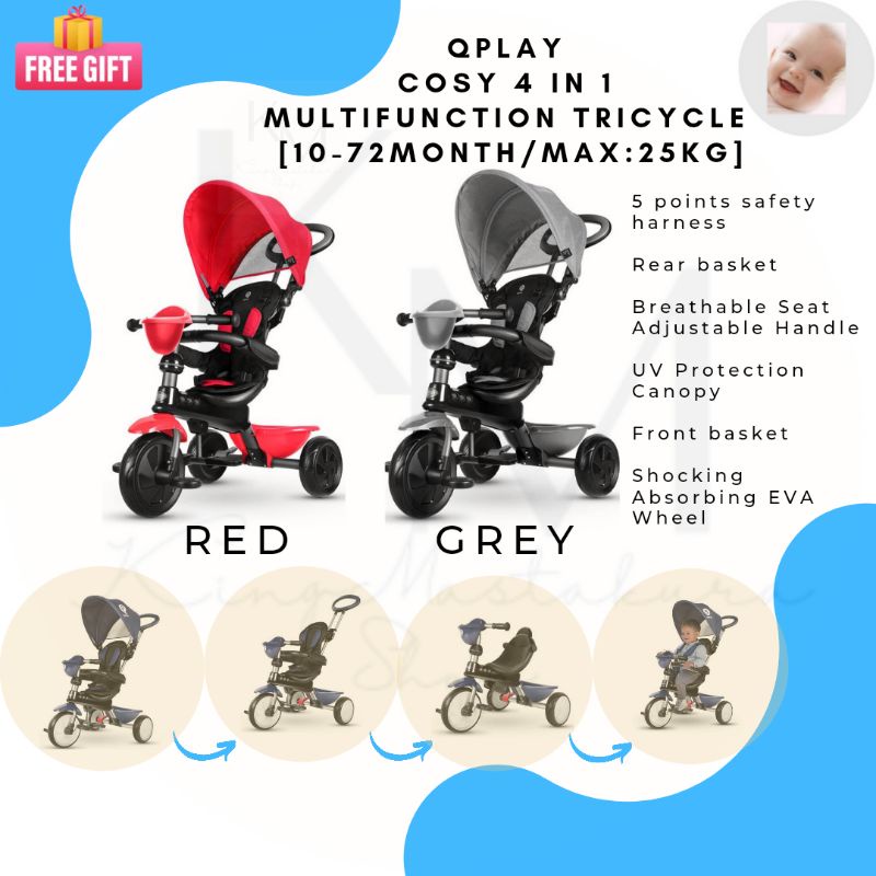 Qplay 4 best sale in 1 trike