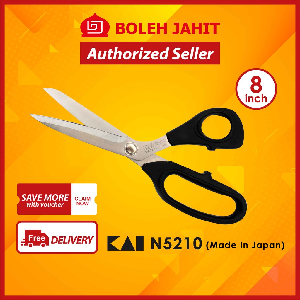 JAPAN KAI N5210 8" Dressmaking Shears / Scissors Gunting Kain