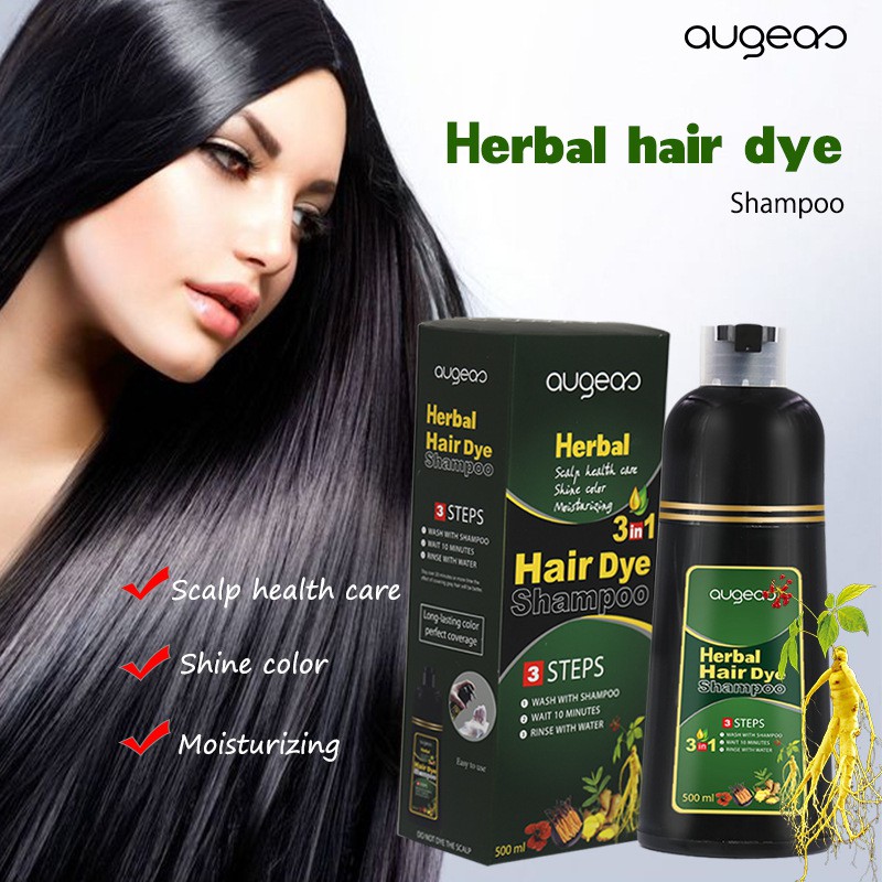 HERBAL DYE SHAMPOO500ml Augeas Herbal 3IN1 Hair Dye Shampoo | Shopee ...