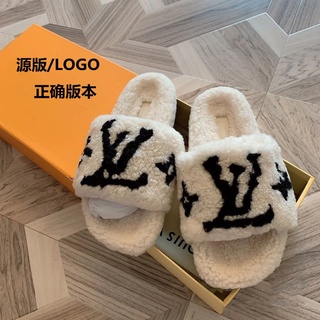 Buy Louis Vuitton Baotou Half Slippers Lamb Wool Cotton Slippers