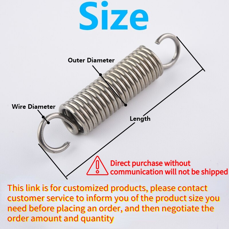 thumbnail image 2 of Feaphion 1.5mm Wire Diameter 304 Stainless Steel Tension Spring S Hook Round Hook Coil Pullback 2 of 9