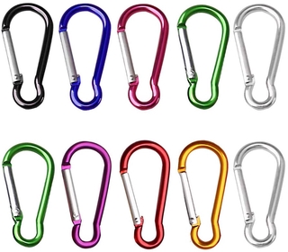 5 PCS Aluminum Carabiner D-Ring Clip Snap Hook Climbing Key Chain Hiking  Keyring 