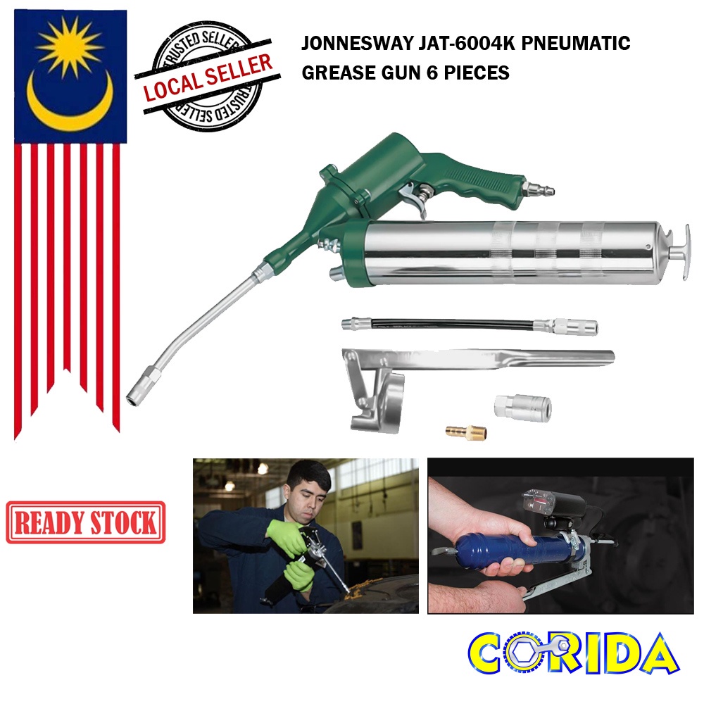 JONNESWAY JAT-6004K PNEUMATIC GREASE GUN 6 PIECES / 6 Piece Air Grease ...