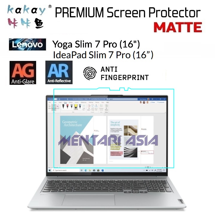 Protection Écran Anti-Reflet Upscreen Pour Lenovo Yoga Slim 7 Pro 16 - Film Mat Anti-Rayures