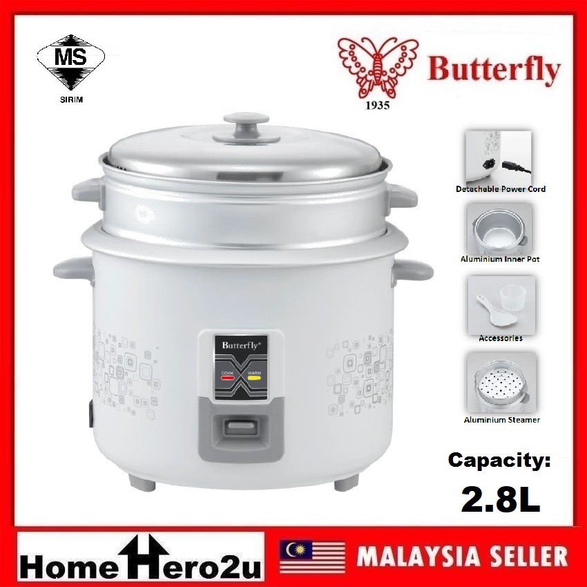 Butterfly BRC S28 Straight Drum Rice Cooker 2.8L Replace BRC F6028 BRC 6028 Homehero2u BRC S28 Shopee Malaysia