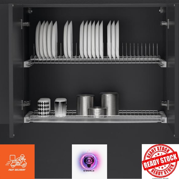 (READY STOCK)KITCHEN DISH RACK STAINLESS STEEL 201 2 TIER