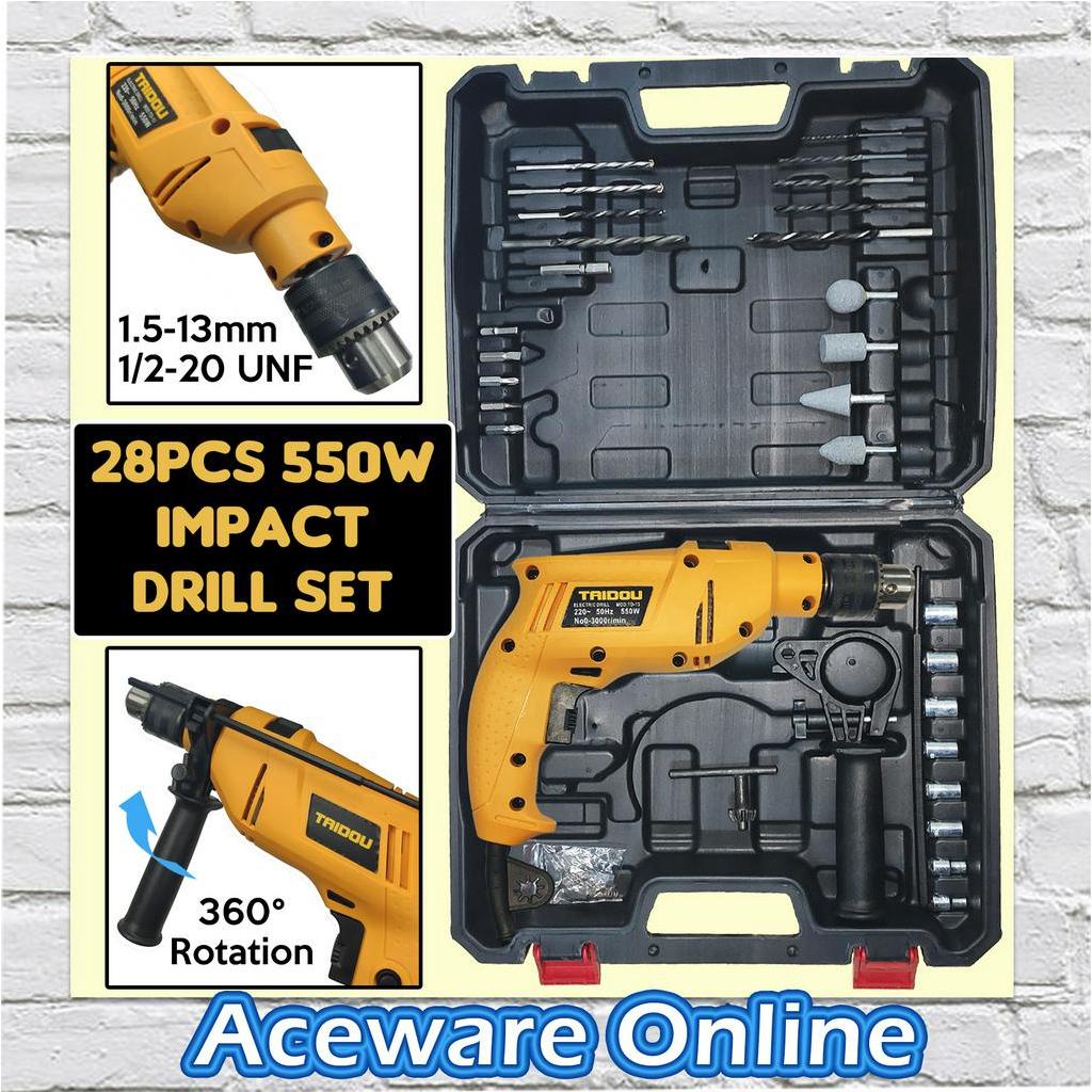 TD13 550W Impact Drill With 28Pcs Accessories Twist Drill Screwdriver