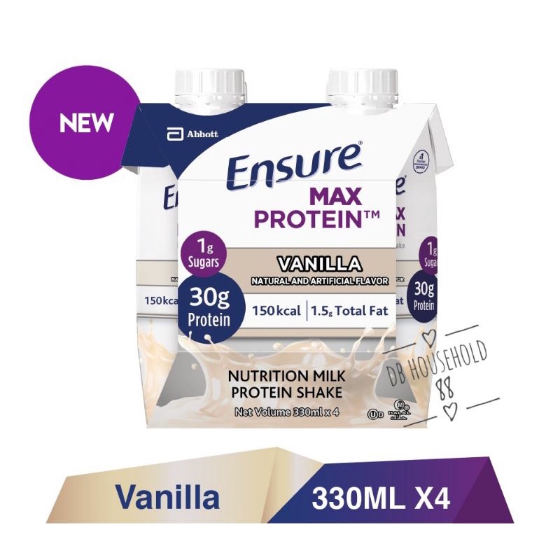 [Ensure] Max Protein Vanilla 330ml X4 (Ready-to-Drink Protein Shake ...