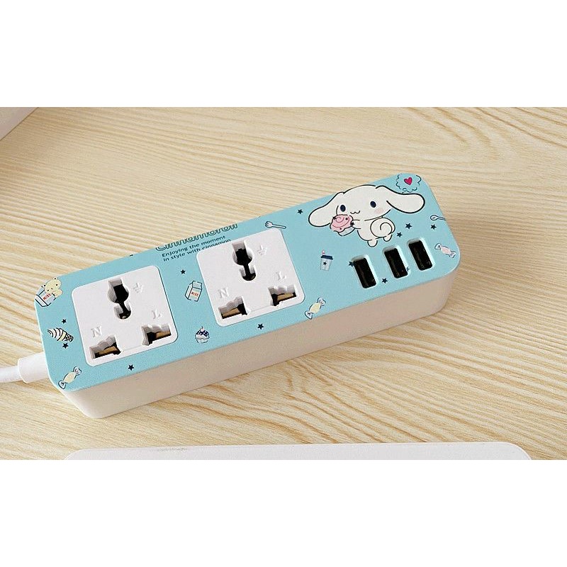 Hello Kitty Melody Cinnamoroll Extension USB Socket 3 pin plug | Shopee ...