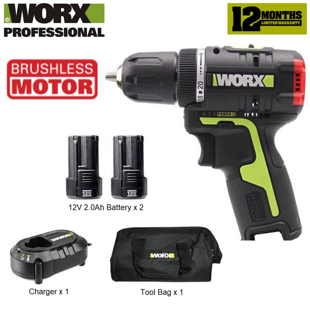 WORX WU130 12V Cordless Drill With Brushless Motor Shopee Malaysia