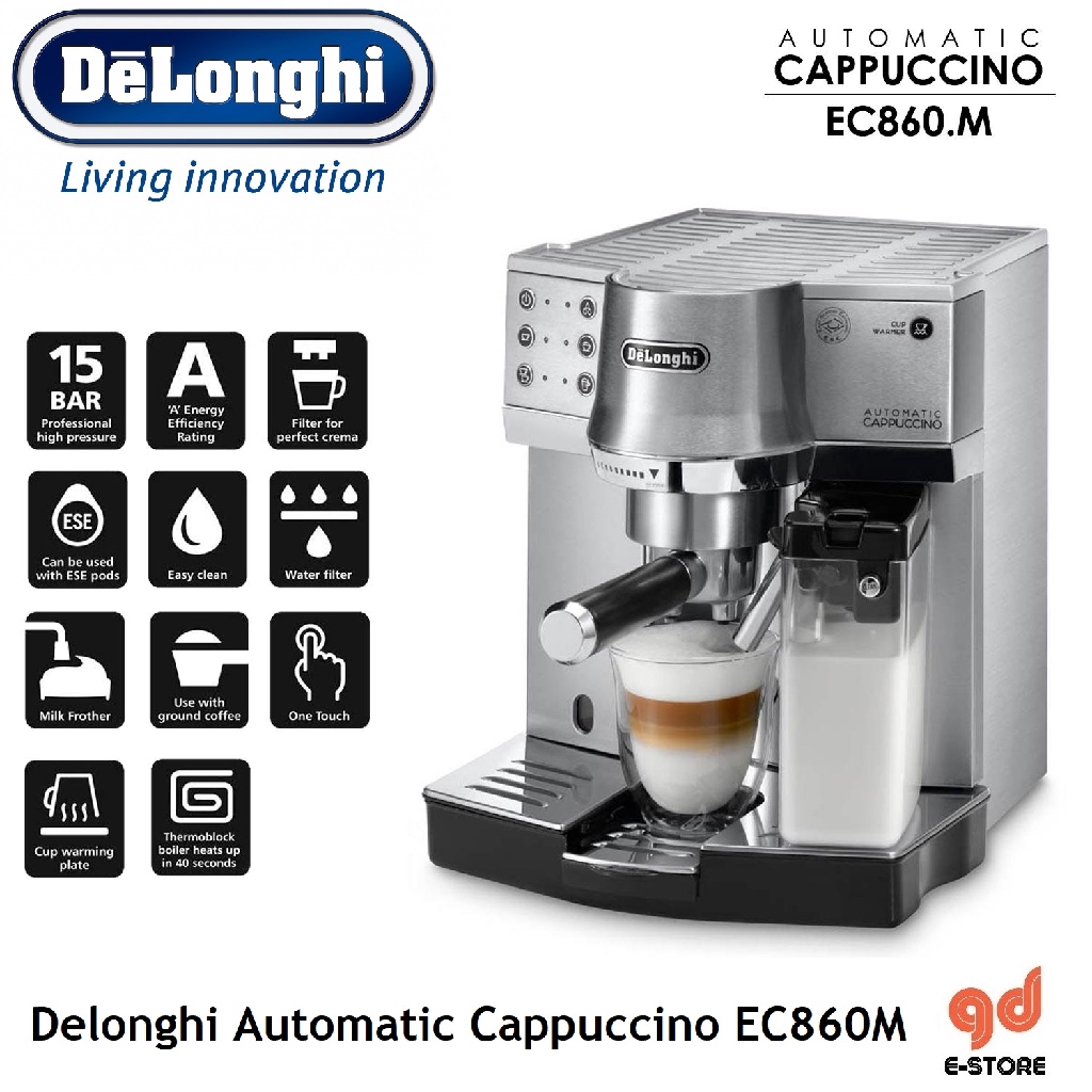 DeLonghi EC860M Coffee Machine with Milk Frother and Container