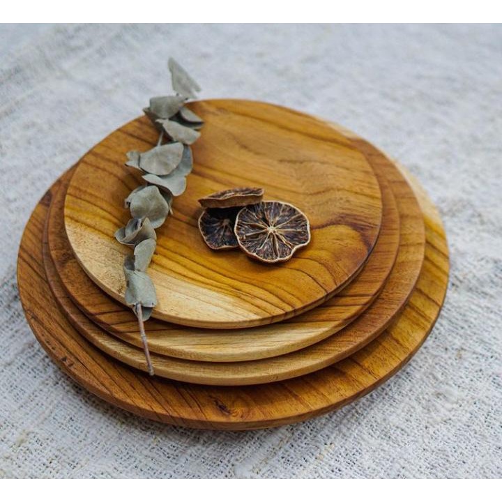 KAYU Homey Wooden Plate - Wooden Round Teak Plate (Model A) | Shopee ...