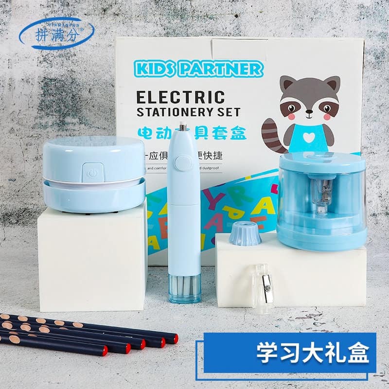 Magicwand Battery Operated Pencil Sharpener,Electric Eraser,Vacuum Cleaner Stationery Set With 10 Eraser Refills For Kids,Adults For Home Office School (Pink