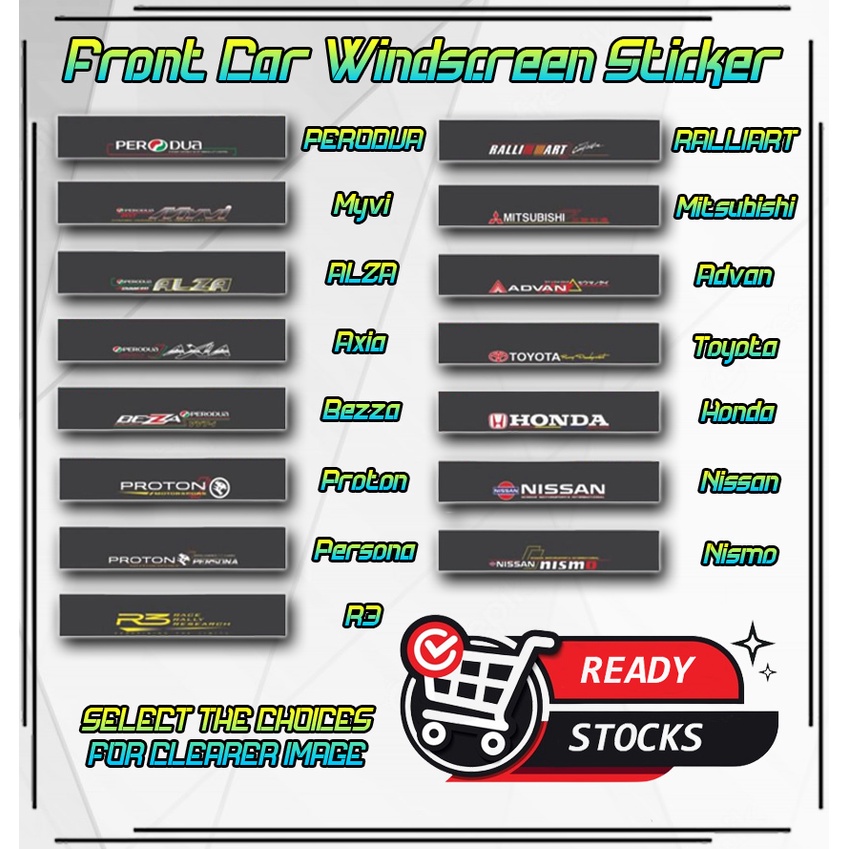Front Car Windscreen Sticker Ralliart Nissan Nismo R3 Proton Persona ...