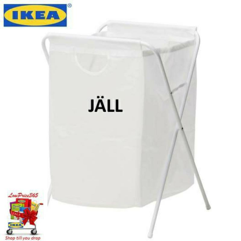 JALL IKEA FOLDED UP LAUNDRY BAG WITH STAND LAUNDRY BASKET WHITE COLOUR