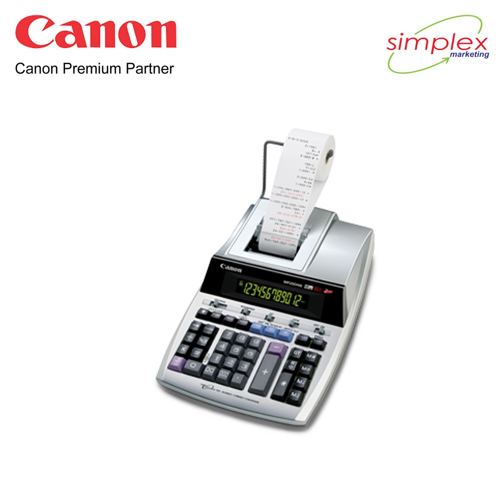Canon MP1211LTSC Calculatrice de bureau à impression à 12 chiffres, écran bicolore, argent métallisé