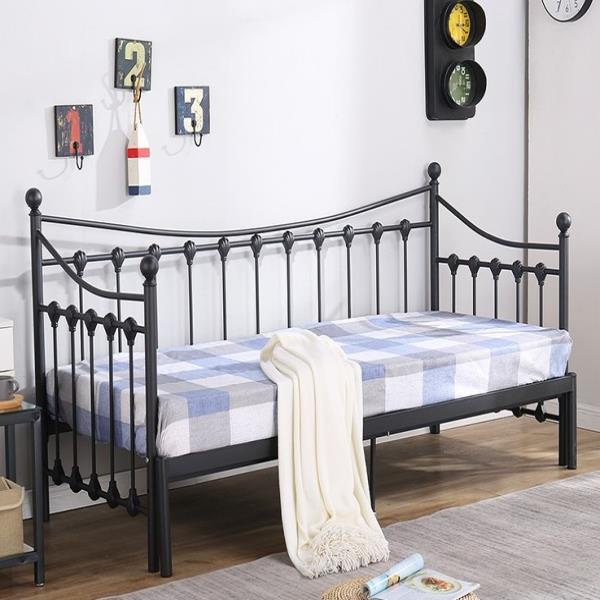 ☃☬♨Simple Wrought Iron Bed Daybed Sofa Bed Steel Wood White Princess