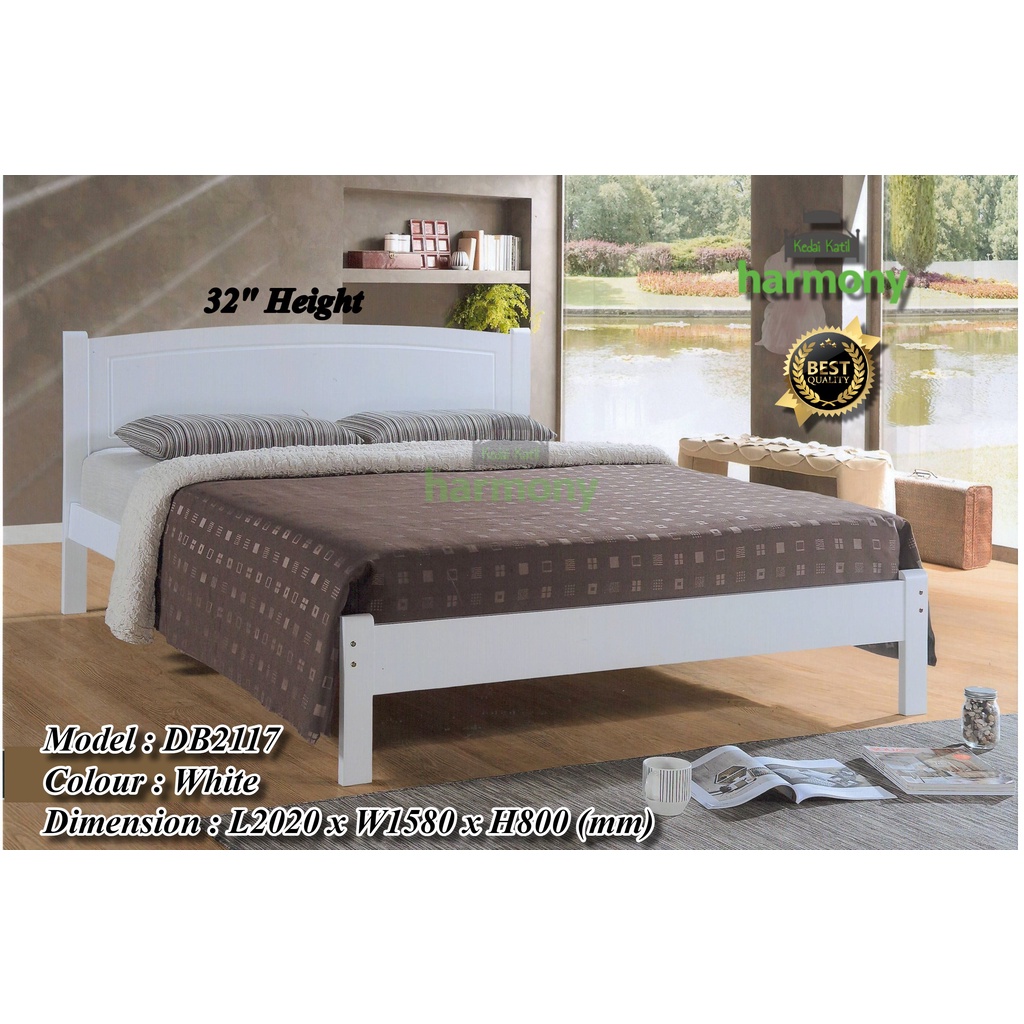 Harmony Tommy Wooden Queen Bed Frame / Solid Wood Queen Bed / Katil